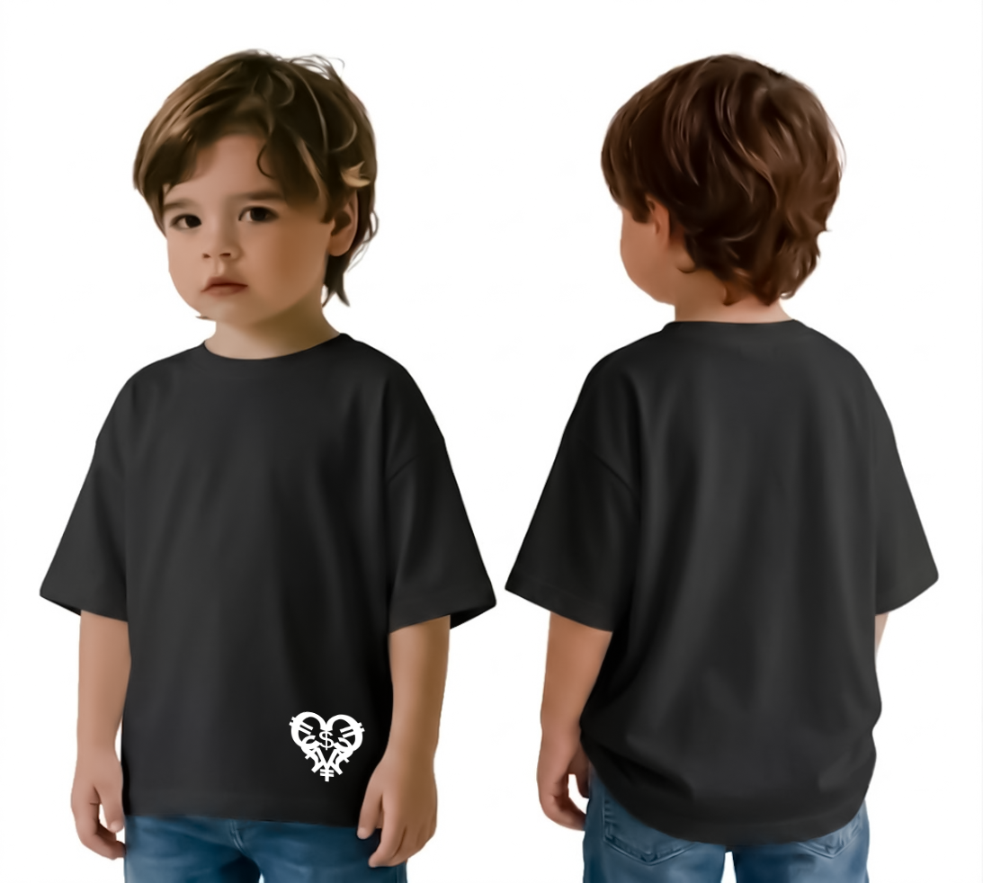 Kids Black Hem Logo Tee