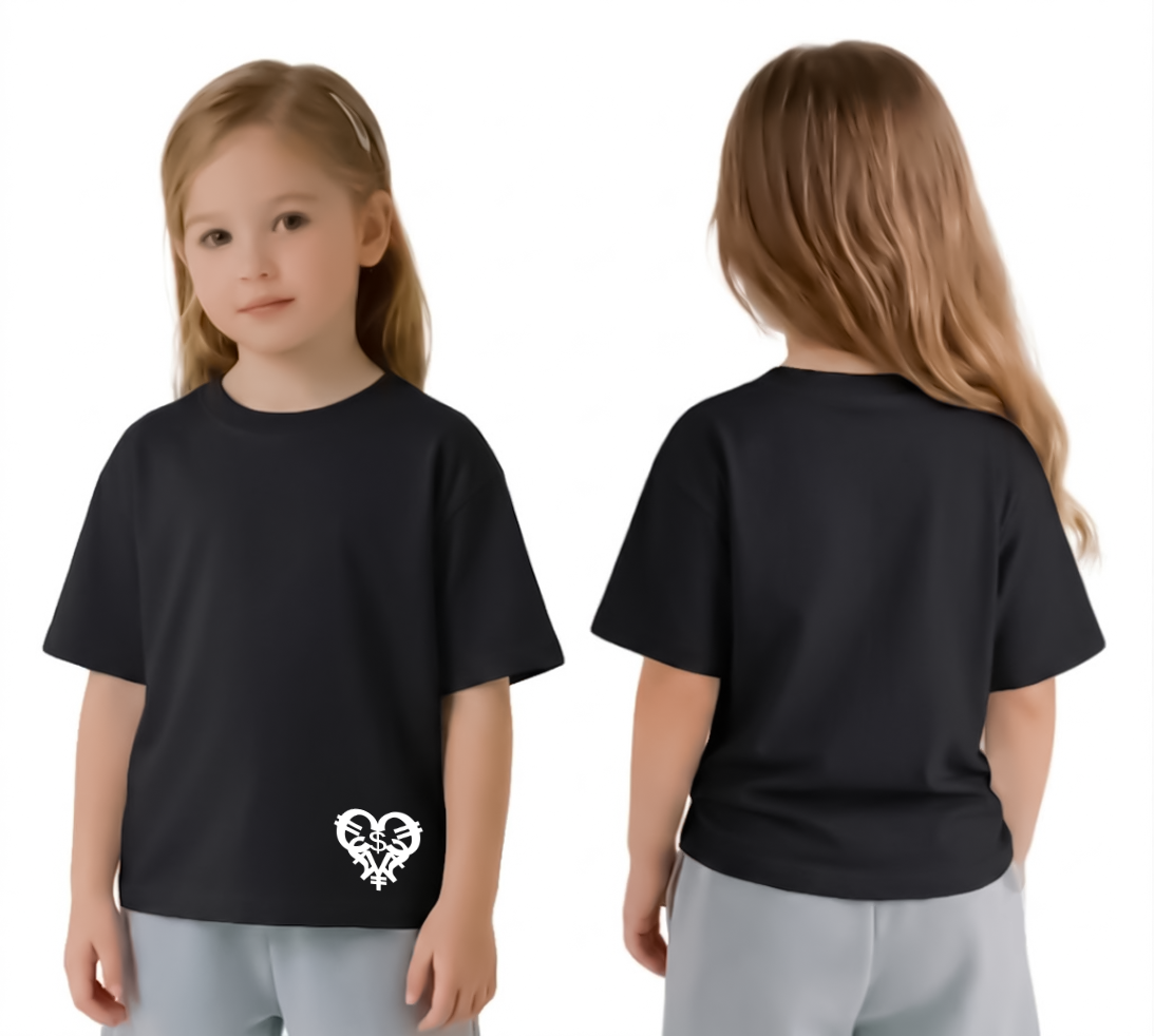 Kids Black Hem Logo Tee