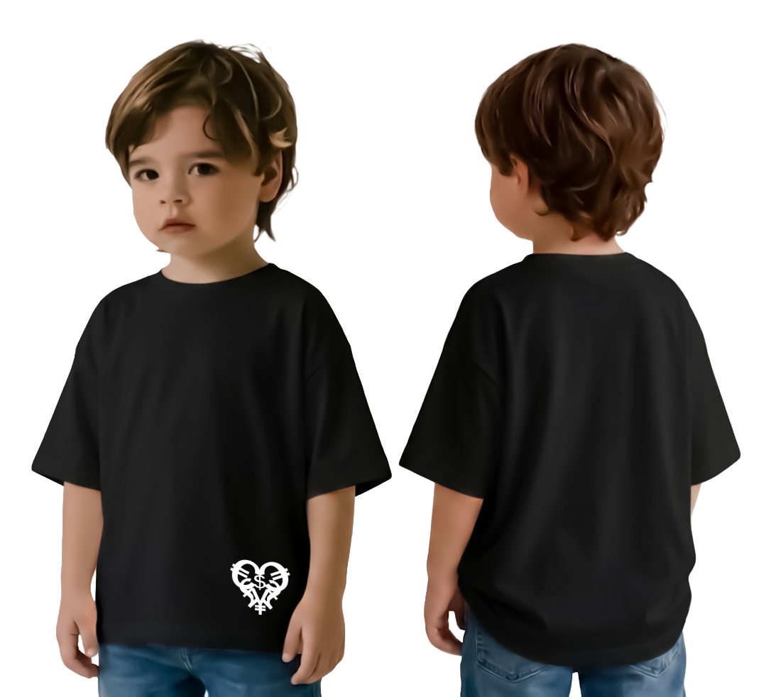 Kids Black Hem Logo Tee